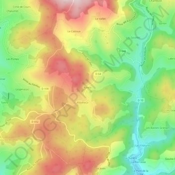 Mapa topográfico Forest, altitud, relieve