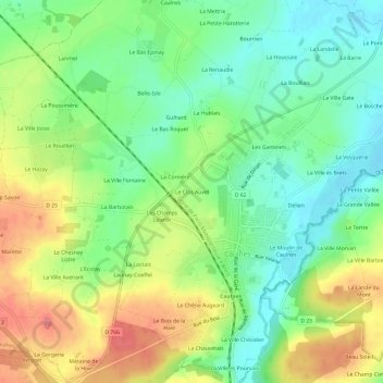 Mapa topográfico Le Clos Auvel, altitud, relieve