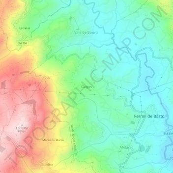 Mapa topográfico Gagos, altitud, relieve