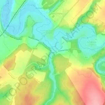Mapa topográfico Fruze, altitud, relieve