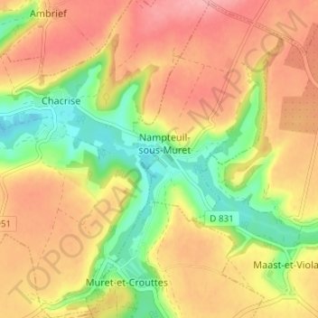 Mapa topográfico Beaucourt, altitud, relieve