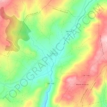 Mapa topográfico Tinhela, altitud, relieve
