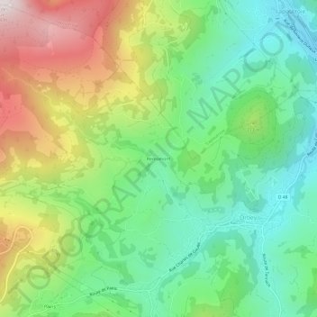 Mapa topográfico Remomont, altitud, relieve