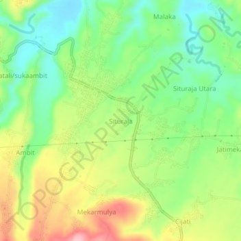 Mapa topográfico Situraja, altitud, relieve