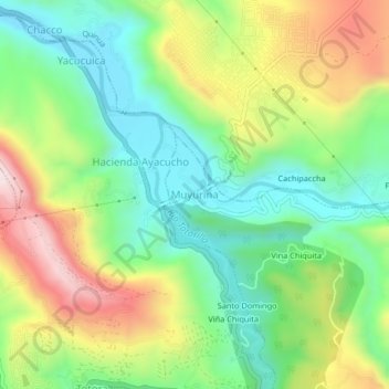 Mapa topográfico Muyurina, altitud, relieve
