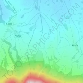 Mapa topográfico Fuente Oneri, altitud, relieve