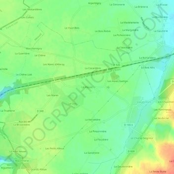 Mapa topográfico Le Plessis, altitud, relieve