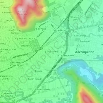 Mapa topográfico Barrio Nuevo, altitud, relieve