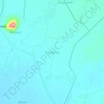 Mapa topográfico Cangkring, altitud, relieve