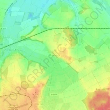 Mapa topográfico Oberbergen, altitud, relieve
