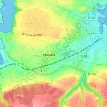 Mapa topográfico Le Bas du Bourg, altitud, relieve