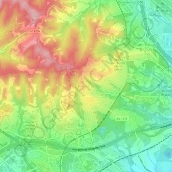 Mapa topográfico Bellaterra, altitud, relieve