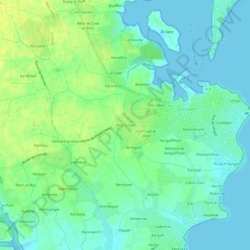 Mapa topográfico Hent Croaz, altitud, relieve
