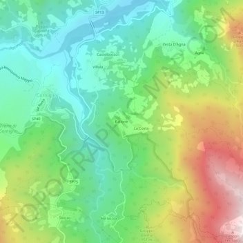 Mapa topográfico Ballone, altitud, relieve