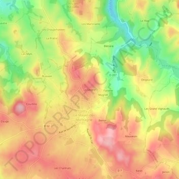 Mapa topográfico La Seigne, altitud, relieve