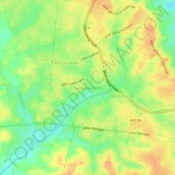 Mapa topográfico Babussalam, altitud, relieve