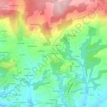 Mapa topográfico Poul ar Groas, altitud, relieve