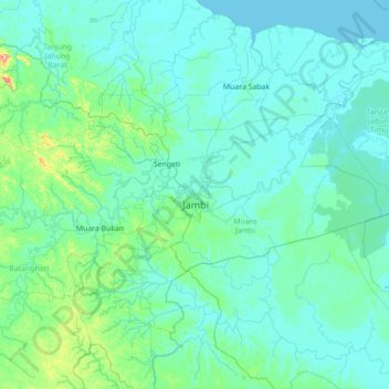 Mapa topográfico Danau Sipin, altitud, relieve