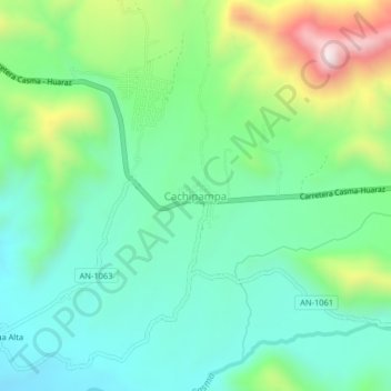 Mapa topográfico Cachipampa, altitud, relieve
