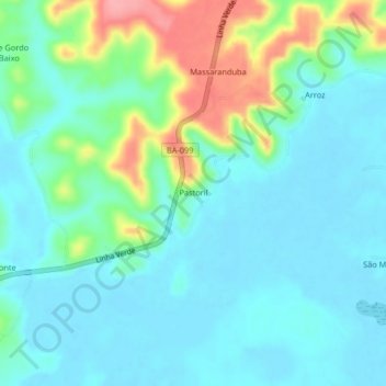 Mapa topográfico Pastoril, altitud, relieve