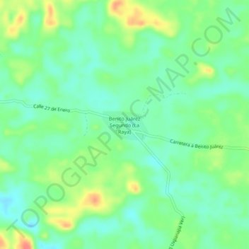 Mapa topográfico Benito Juárez Segundo (La Raya), altitud, relieve