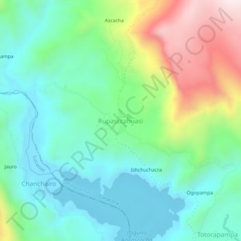 Mapa topográfico Rupasccahuasi, altitud, relieve
