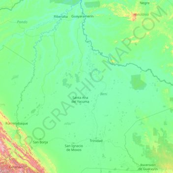 Mapa topográfico Río Mamoré, altitud, relieve