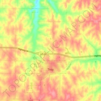 Mapa topográfico Troy, altitud, relieve