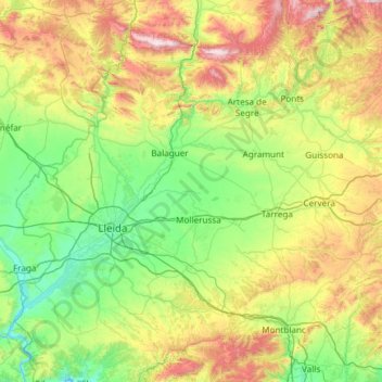 Mapa topográfico Poniente, altitud, relieve
