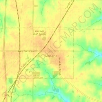 Mapa topográfico Moravia, altitud, relieve