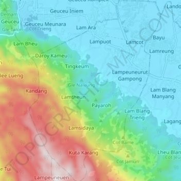 Mapa topográfico Darul Kamal, altitud, relieve