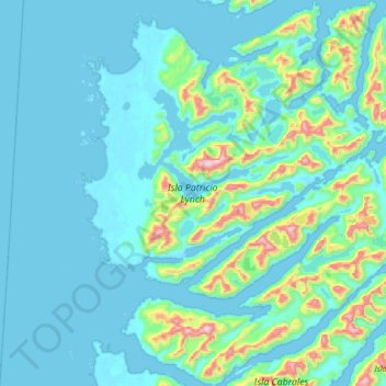 Mapa topográfico Isla Patricio Lynch, altitud, relieve