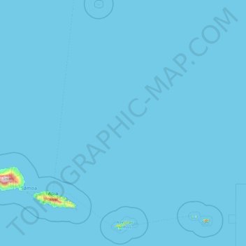 Mapa topográfico Samoa Americana, altitud, relieve