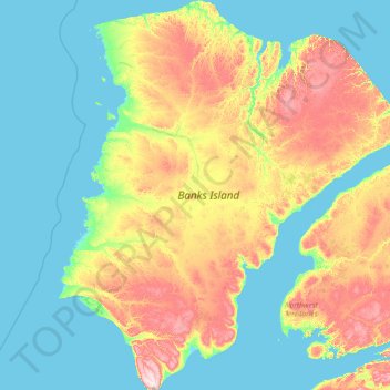 Mapa topográfico Isla de Banks, altitud, relieve