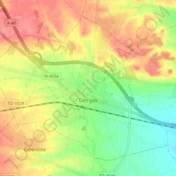 Mapa topográfico Torrijos, altitud, relieve