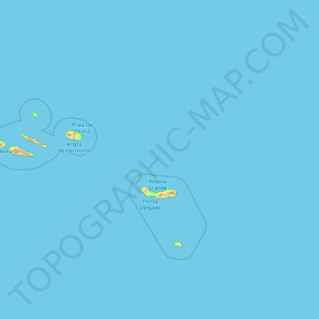 Mapa topográfico Azores, altitud, relieve