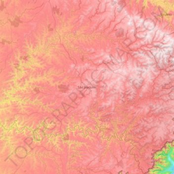 Mapa topográfico São Joaquim, altitud, relieve