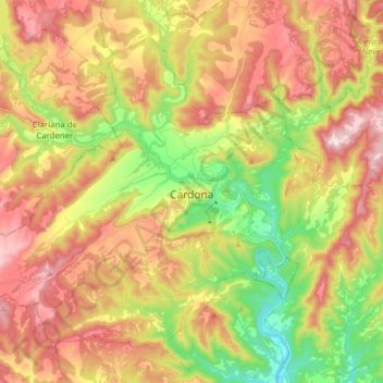 Mapa topográfico Cardona, altitud, relieve