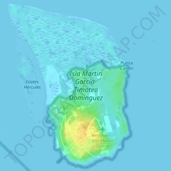 Mapa topográfico Isla Martín Garcia-Timoteo Dominguez, altitud, relieve