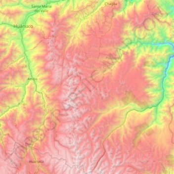 Mapa topográfico Panao, altitud, relieve