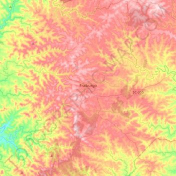 Mapa topográfico Fraiburgo, altitud, relieve