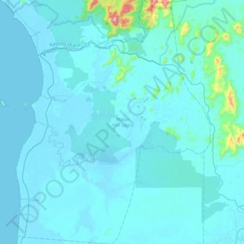 Mapa topográfico Matan Hilir Utara, altitud, relieve