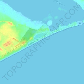 Mapa topográfico Santa Mónica, altitud, relieve