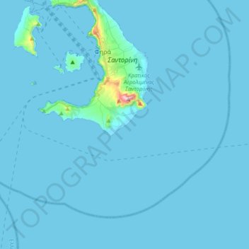 Mapa topográfico Δημοτική Ενότητα Θήρας, altitud, relieve