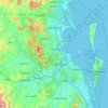 Mapa topográfico Greater Brisbane, altitud, relieve