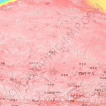 Mapa topográfico 那曲市, altitud, relieve