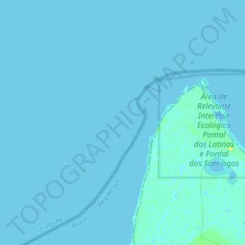 Mapa topográfico Laguna Merín, altitud, relieve