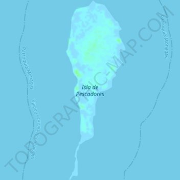 Mapa topográfico Isla de Pescadores, altitud, relieve