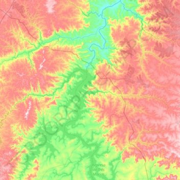 Mapa topográfico Três Marias, altitud, relieve