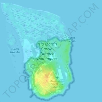 Mapa topográfico Isla Martín García - Timoteo Dominguez, altitud, relieve